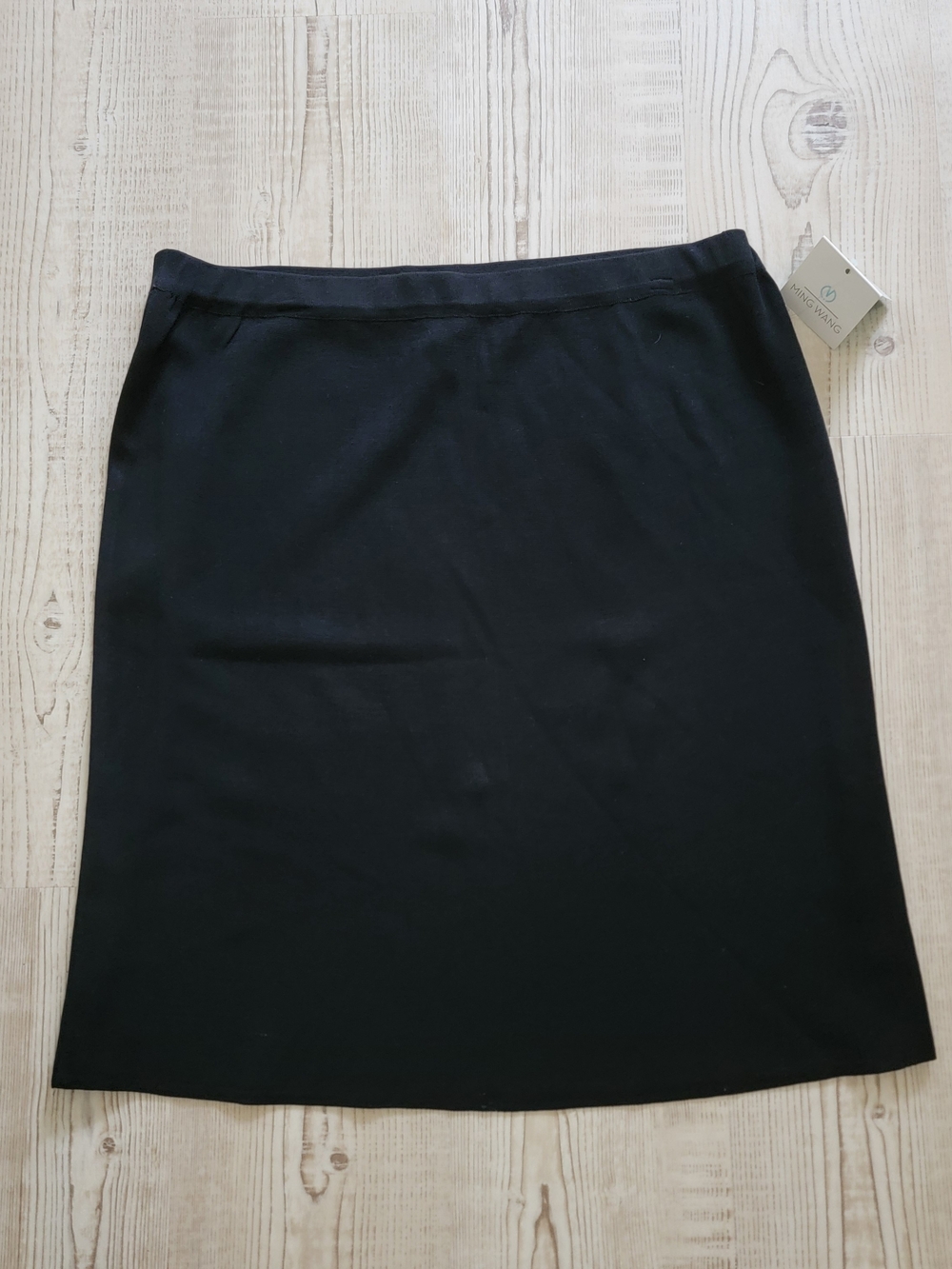 NWT Ming Wang Sleek Black Pull-On Pencil Skirt XL Quiet Luxury Minimalist